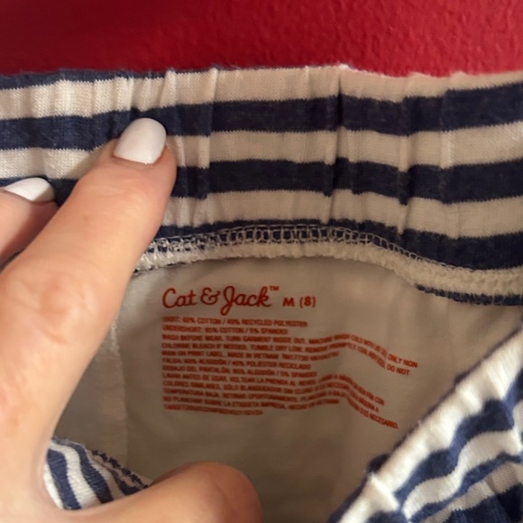 Cat & Jack Heather Gray Girls Drawstring Skort and blue striped set of 2 size 8 - Picture 3 of 5